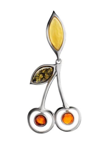 Delicious​ Multicolor Amber Cherry Pendant In Sterling Silver The Confiture, image 