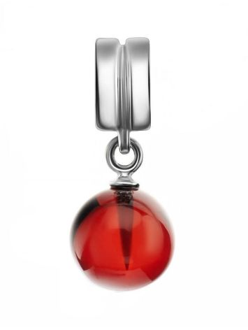 Sterling Silver Charm With Cherry Amber Pendant, image 