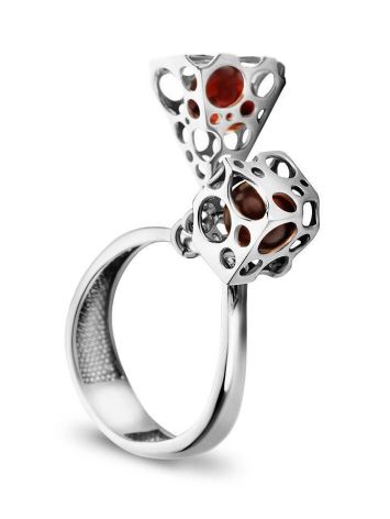 Dangle Amber Ring In Sterling Silver The Geneva, Ring Size: 10 / 20, image 