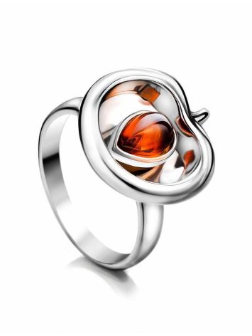 Sweet Cognac Amber Apple Ring In Sterling Silver The Confiture​, Ring Size: 5 / 15.5, image 