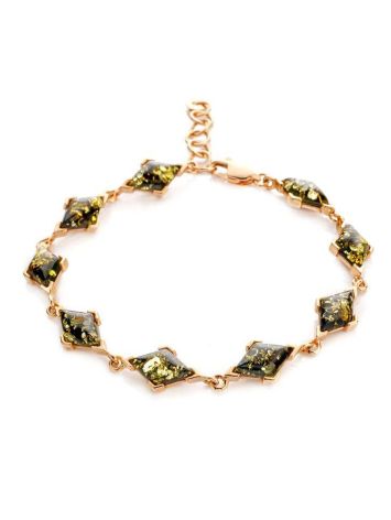 Golden Link Bracelet With Green Amber The Colombina, image 