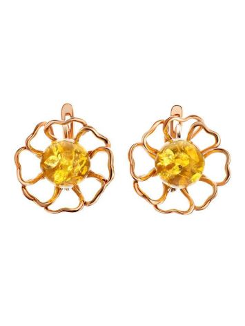 Floral Amber Earrings In Gold-Plated Silver The Daisy, image 