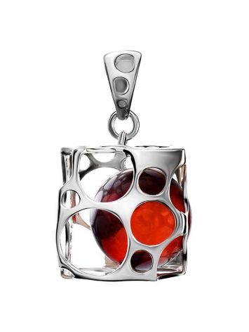 Cube Amber Pendant In Sterling Silver The Geneva, image 