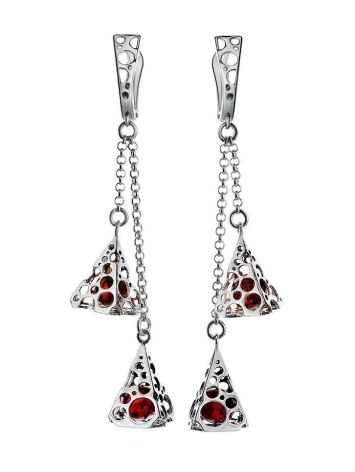 Chain Amber Earrings In Sterling Silver The Geneva, image 