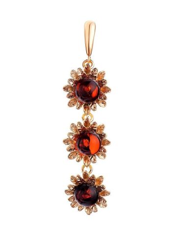 Gold-Plated Pendant With Cherry Amber The Aster, image 