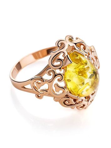Romantic Glamour Amber Ring In Gold-Plated Sterling Silver The Luxor, Ring Size: 11 / 20.5, image 