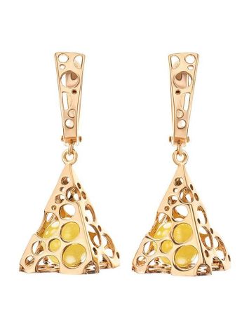 Dangle Amber Earrings In Gold-Plated Silver The Geneva, image 