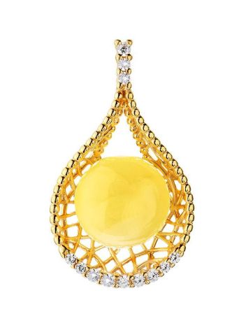 Drop Amber Pendant In Gold-Plated Silver With Crystals The Venus, image 
