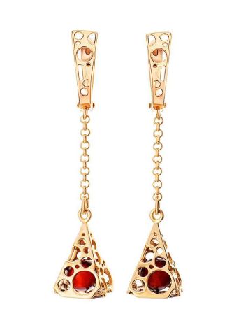 Cherry Amber Earrings In Gold-Plated Silver The Geneva, image 