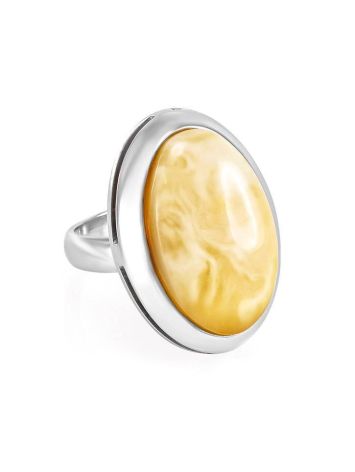 Bold Amber Cocktail Ring In Sterling Silver The Glow, Ring Size: Adjustable, image 