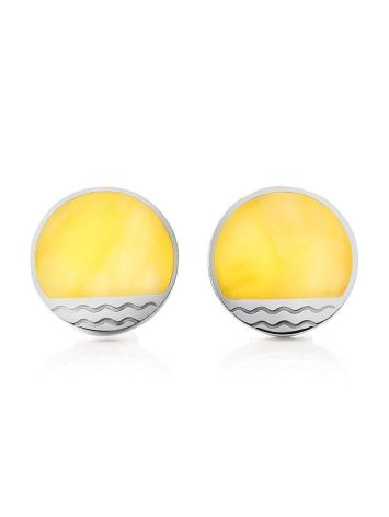 Round Amber Earrings In Sterling Silver The Monaco, image 