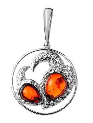Fabulous Cognac Amber Pendant In Sterling Silver The Eagles, image 