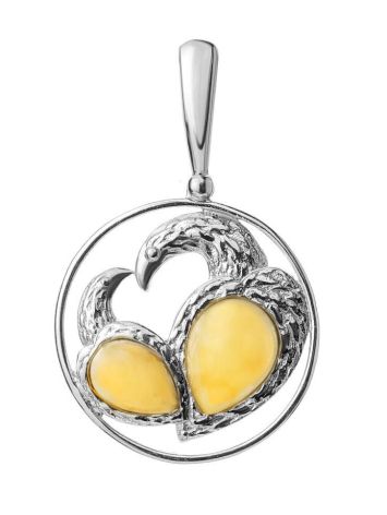 Fabulous Honey Amber Pendant In Sterling Silver The Eagles, image 