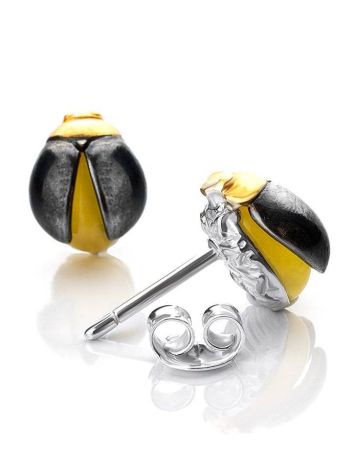 Honey Amber Earrings In Sterling Silver The Scarab, image 