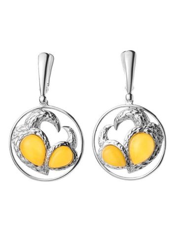 Stylish  Amber Dangle Earrings In Sterling Silver The Eagles, image 
