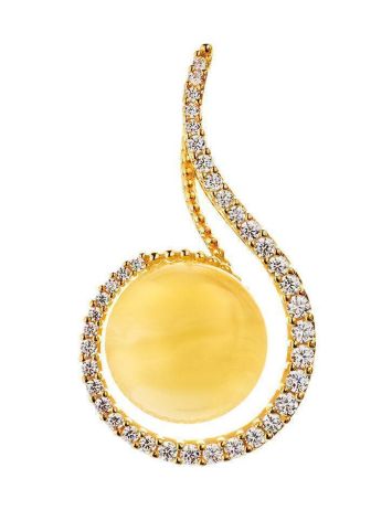 Bold Gold-Plated Pendant With Honey Amber And Crystals The Venus, image 