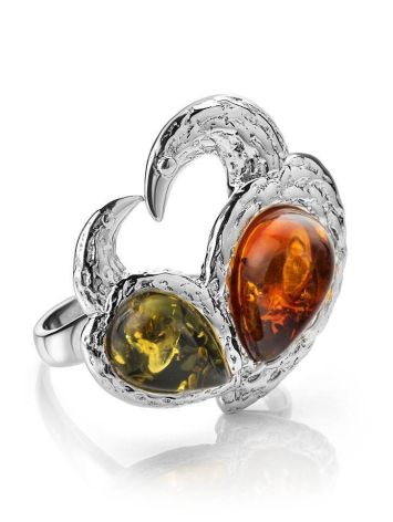 Multicolor Dazzling  Amber Ring In Sterling Silver The Eagles, Ring Size: 9 / 19, image 