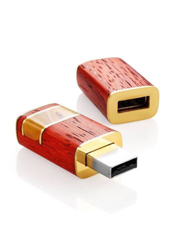 16 Gb Handcrafted Amber Flash Drive With Padauk Wood The Indonesia, image 