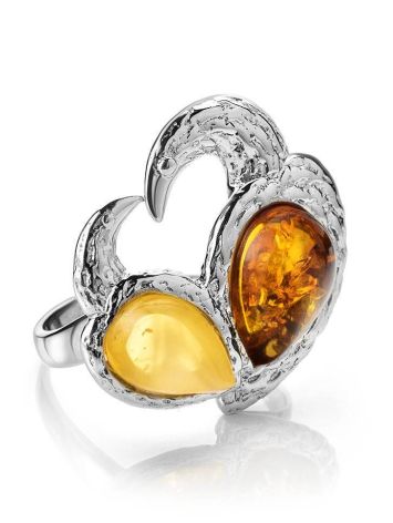 Multicolor Bold Amber Ring In Sterling Silver The Eagles, Ring Size: 5.5 / 16, image 