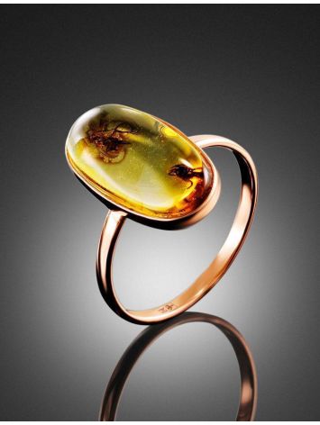 Oval Amber Ring With Inclusions In Gold The Clio, Ring Size: 6.5 / 17, image , picture 2