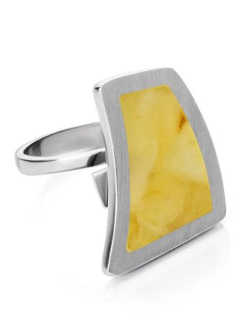 Honey Amber Ring In Sterling Silver The London, Ring Size: Adjustable, image 