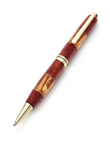 Handcrafted Padauk Wood And Honey Amber Pen The Indonesia, image 