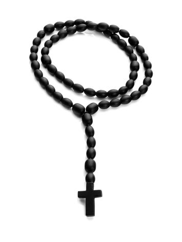 Olive Cut Black Amber Rosary The Cuba, image 