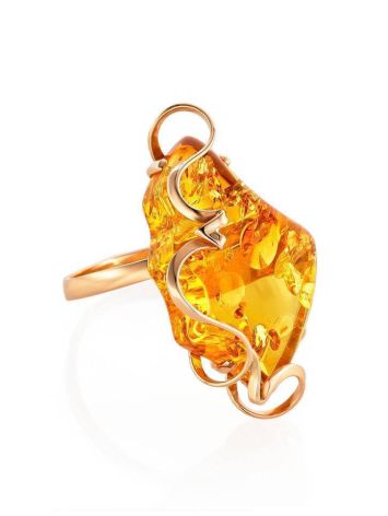 Handmade Golden Ring With Lemon Amber The Rialto, Ring Size: Adjustable, image 