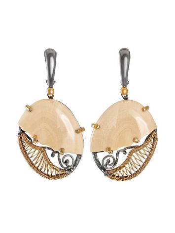 Drop Gold-Plated Earrings With Mammoth Tusk The Era, image 