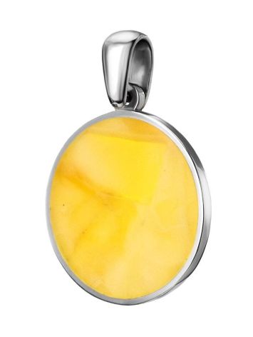 Round Amber Pendant In Sterling Silver The Monaco, image 