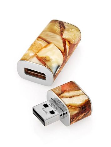 16 Gb Flash Drive With Karelian Birch And Baltic Amber The Indonesia, image 
