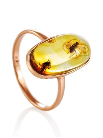 Oval Amber Ring With Inclusions In Gold The Clio, Ring Size: 6.5 / 17, image 
