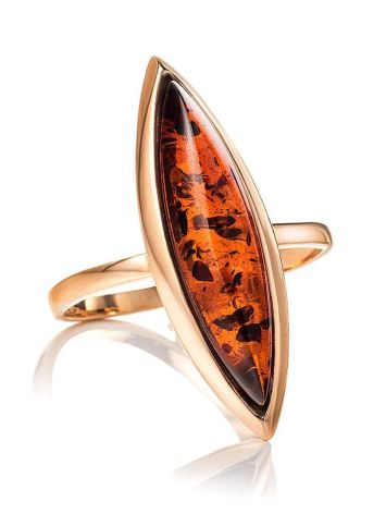 Gold-Plated Silver Ring With Cognac Amber The Grace, Ring Size: 6 / 16.5, image 