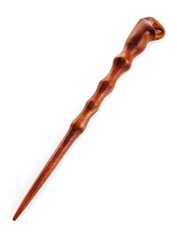 Wooden Hair Stick With Amber, image 