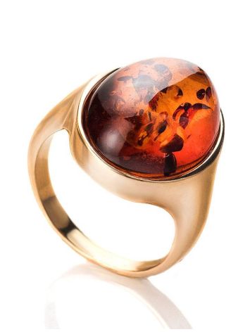 Gold-Plated Ring With Cognac Amber The Goji, Ring Size: 5.5 / 16, image 
