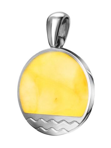 Round Amber Pendant In Sterling Silver The Monaco, image 