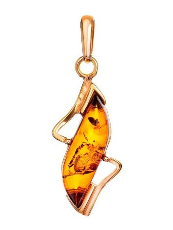 Cognac Amber Pendant In Gold-Plated Silver The Vesta, image 