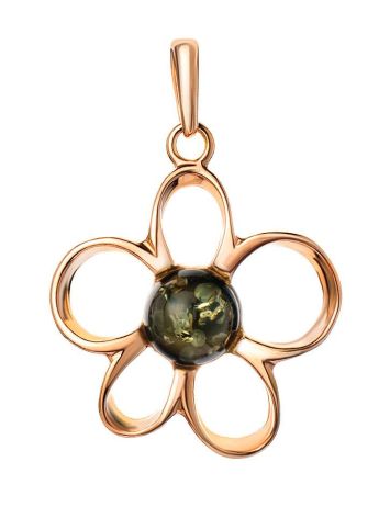 Floral Amber Pendant In Gold-Plated Silver The Daisy, image 