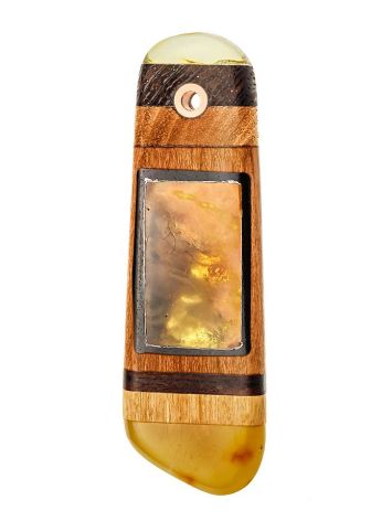 Handcrafted Amber And Wood Pendant The Indonesia, image 