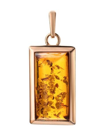 Square Cut Amber Pendant In Gold-Plated Silver The Chelsea, image 