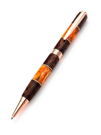 Wenge Wood Ball Pen With Baltic Amber, image 