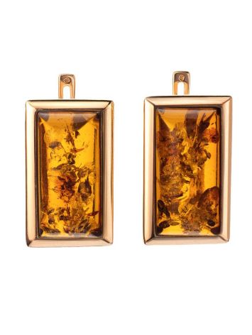 Gold-Plated Earrings With Cognac Amber The Chelsea, image 
