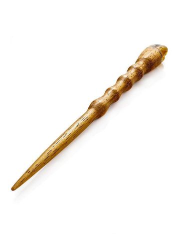 Wooden Hair Stick With Natural Amber, image 