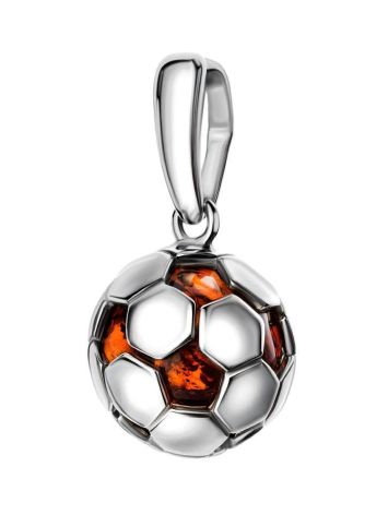 Stylish Silver Pendant With Cherry Amber The League, image 