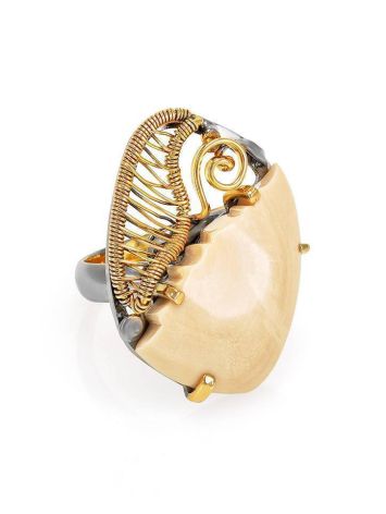 Adjustable Mammoth Tusk Ring In Gold-Plated Silver The Era, Ring Size: Adjustable, image 