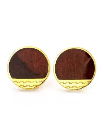 Round Amber Earrings In Gold-Plated Silver The Monaco, image 