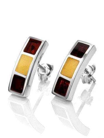 Amber Stud Earring In Sterling Silver The London, image 