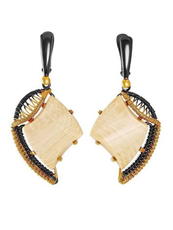 Gold-Plated Drop Earrings With Mammoth Tusk The Era, image 