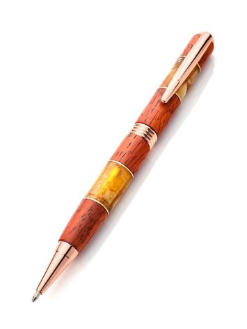 Bright Padauk Wood Ball Pen With Amber, image 