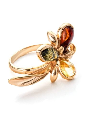 Multicolor Amber Ring In Gold-Plated Ring The Verbena, Ring Size: 13 / 22, image 